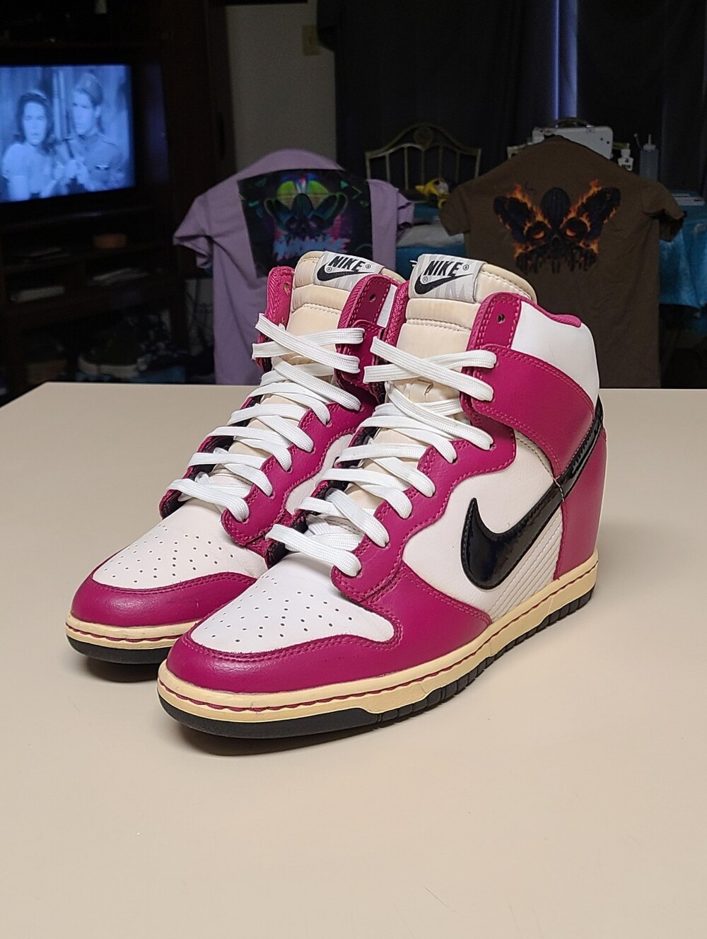 Nike Dunk Sky Hi Bright Magenta high top wedge skateboard sneakers size 10